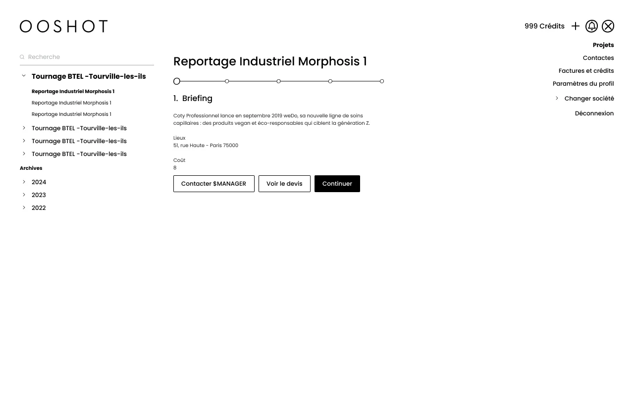 Ooshot Pro — production management dashboard